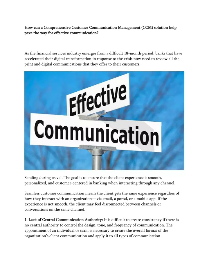 how can a comprehensive customer communication