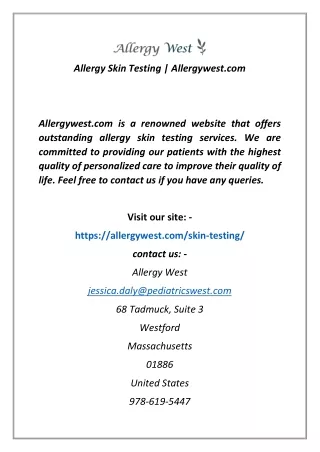 allergy skin testing allergywest com