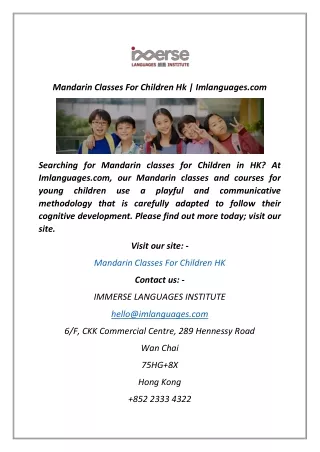 mandarin classes for children hk imlanguages com