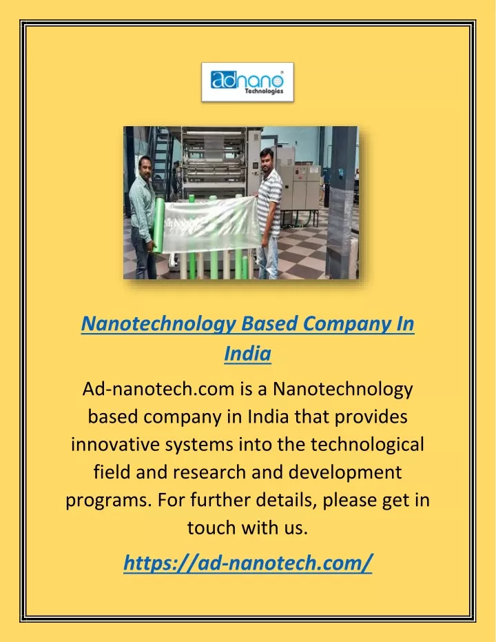 nanotechnology based company in india