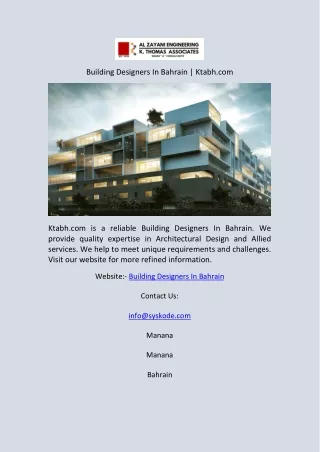 Building Designers In Bahrain | Ktabh.com