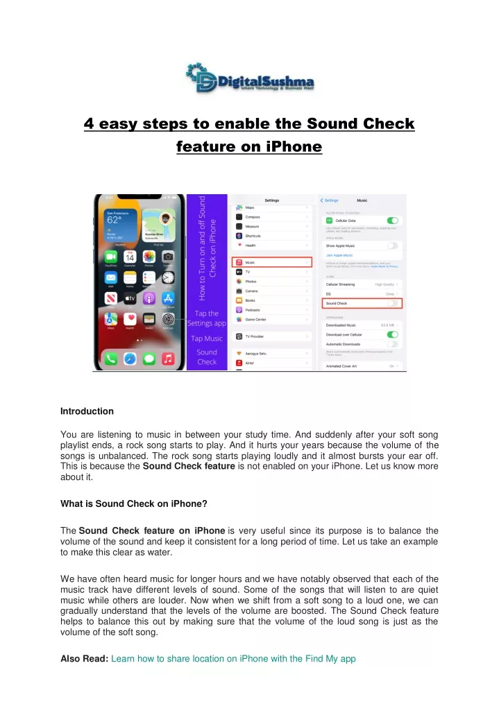 4 easy steps to enable the sound check feature