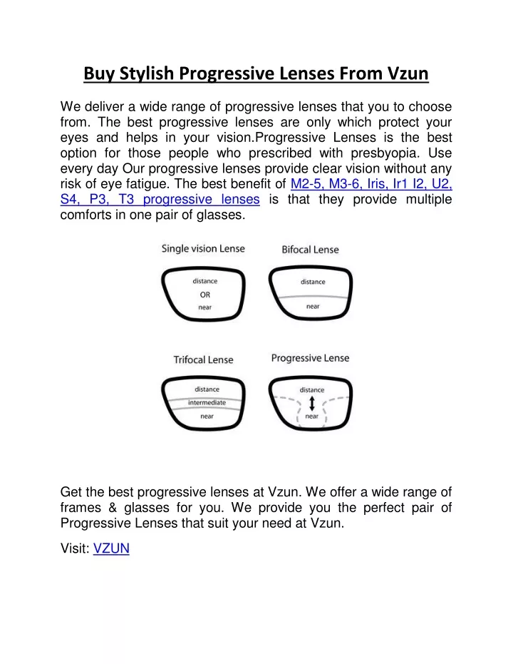 buy stylish progressive lenses from vzun