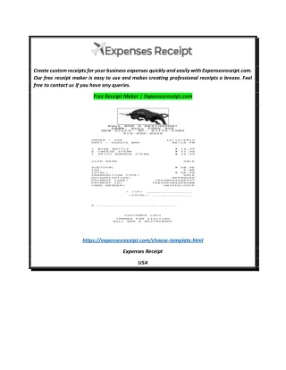 Free Receipt Maker  Expensesreceipt.com