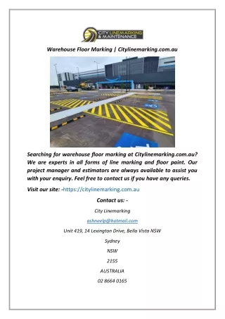 warehouse floor marking citylinemarking com au