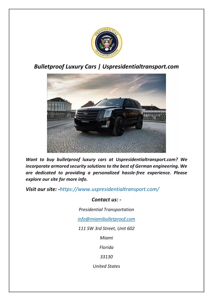 bulletproof luxury cars uspresidentialtransport