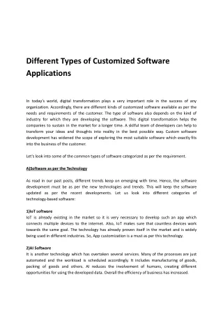 different types of customized software
