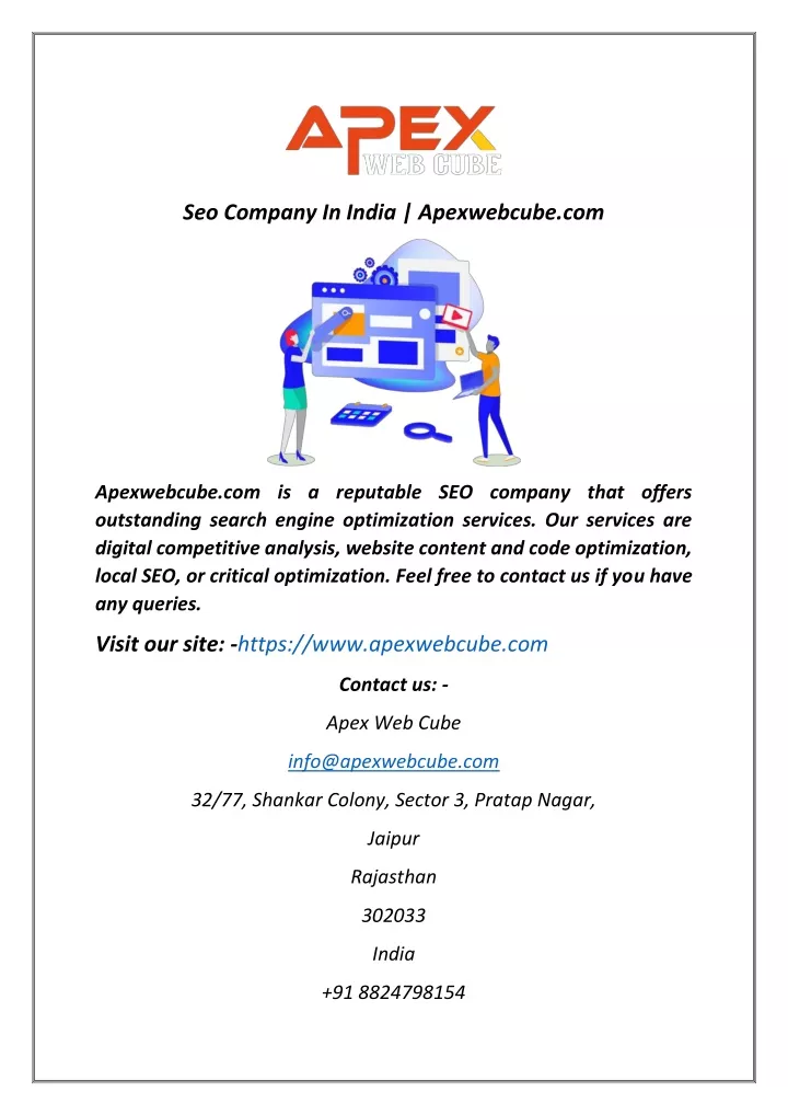 seo company in india apexwebcube com