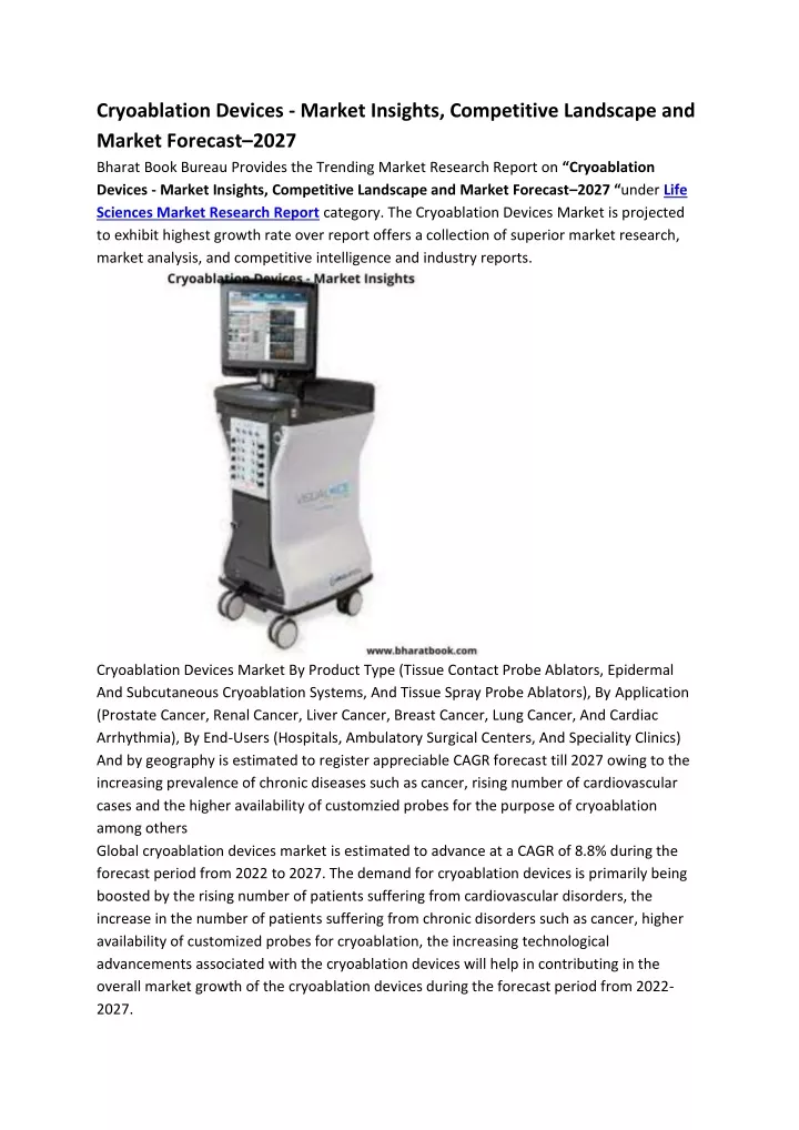 cryoablation devices market insights competitive