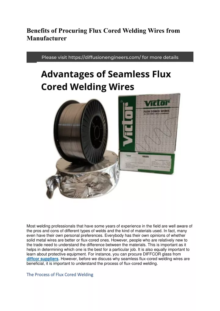 benefits of procuring flux cored welding wires