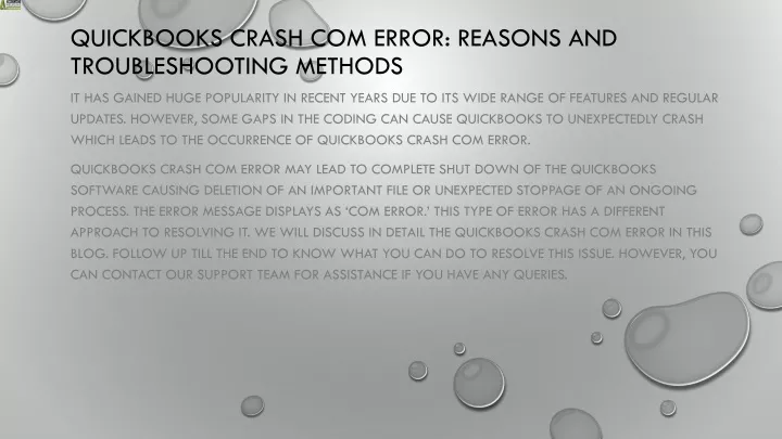 quickbooks crash com error reasons and troubleshooting methods