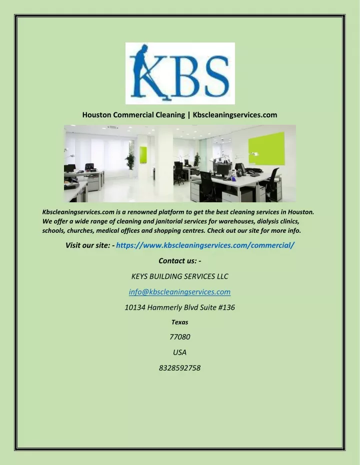 houston commercial cleaning kbscleaningservices