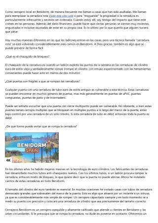 Trucos y consejos de cerrajeria 24h de Cerrajeros Benidorm