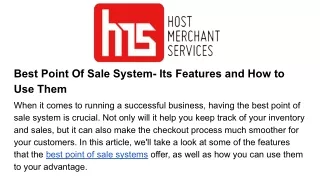 best point of sale system its features