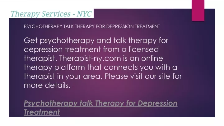 psychotherapy talk therapy for depression treatment