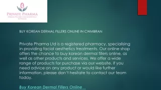 Buy Korean Dermal Fillers Online in Cwmbran  Privatepharma.com
