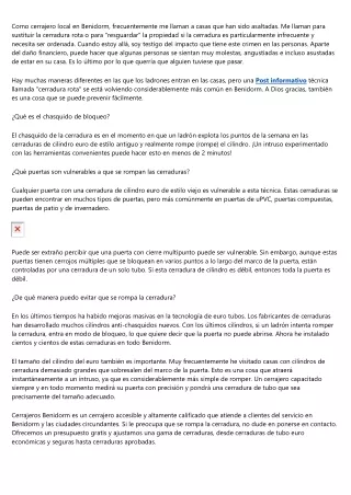 Consejos y trucos de cerrajería de Cerrajeros Benidorm