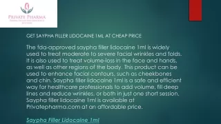 Get Saypha Filler Lidocaine 1ml at Cheap Price  Privatepharma.com