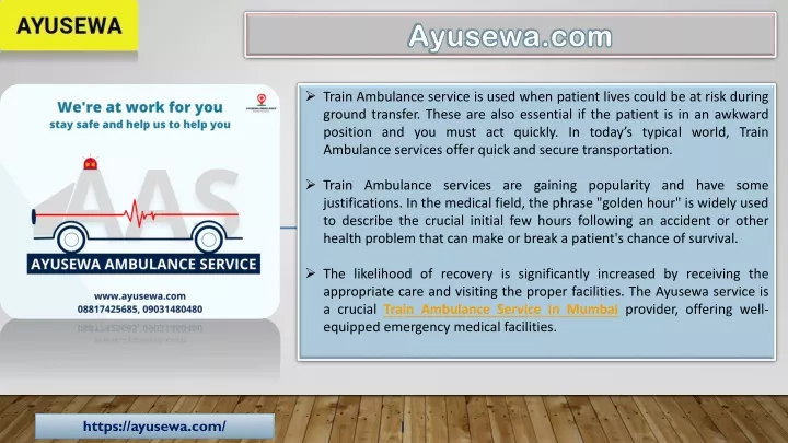 train ambulance service is used when patient