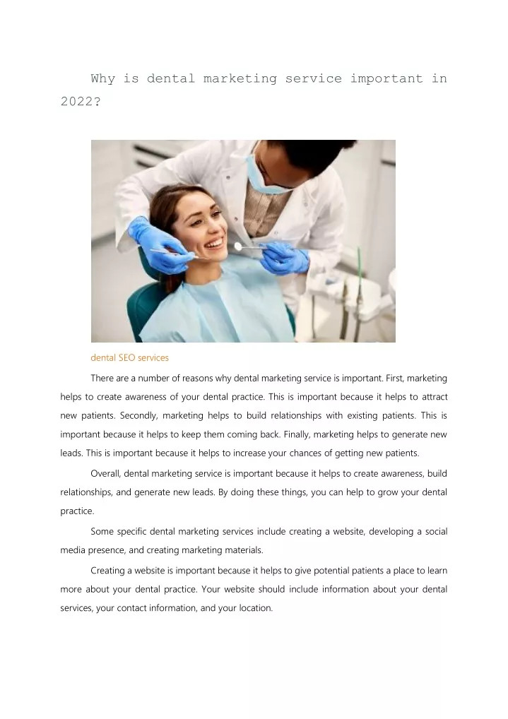 why is dental marketing service important in