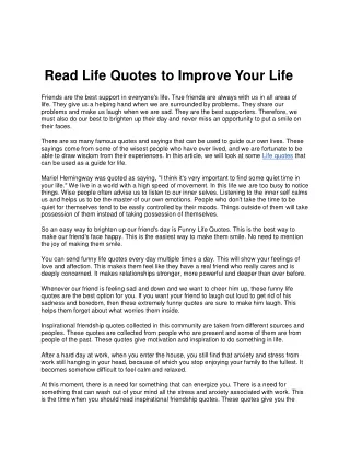 Read Life Quotes to Improve Your Life