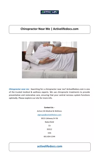 Chiropractor Near Me | Activelifedocs.com