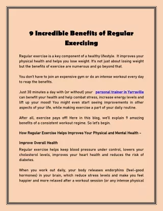 9 incredible benefits of regular exercising