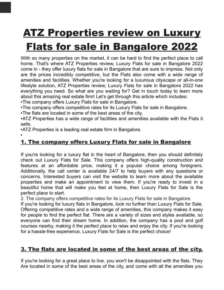 atz properties review on luxury flats for sale