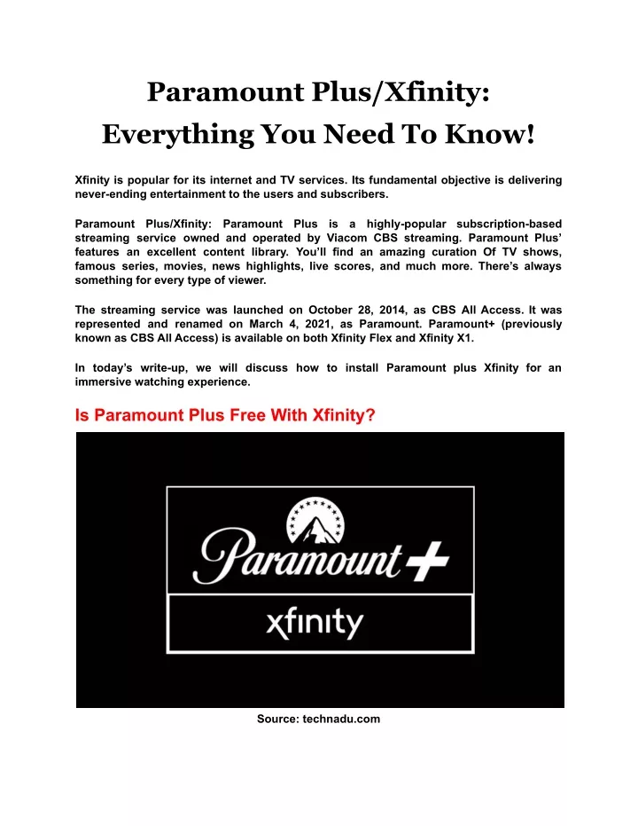 paramount plus xfinity everything you need to know