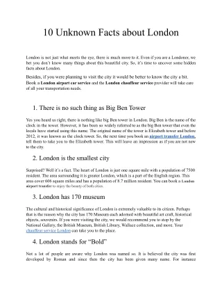 10 unknown facts about london