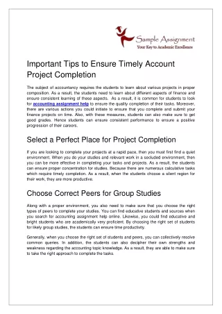 important tips to ensure timely account project