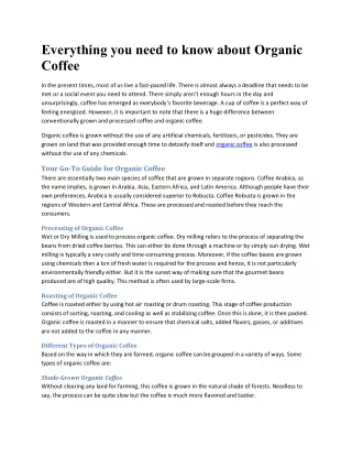 Everything you need to know about Organic Coffee