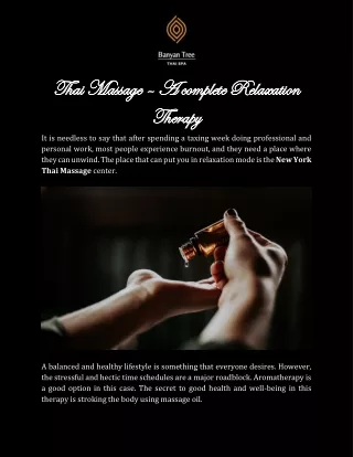 New York Thai Massage Service | Banyan Tree Thai Spa