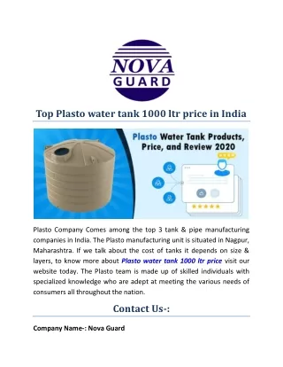 Top Plasto water tank 1000 ltr price in india