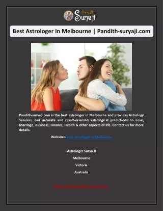 Best Astrologer In Melbourne | Pandith-suryaji.com
