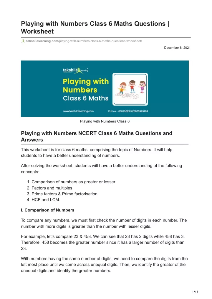 playing with numbers class 6 maths questions