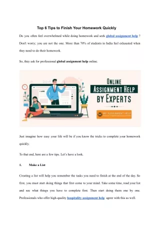 top 6 tips to finish your homework quickly