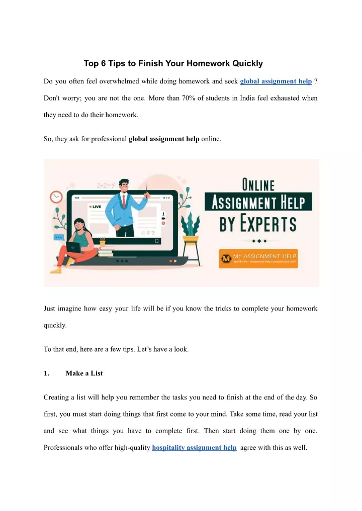 top 6 tips to finish your homework quickly