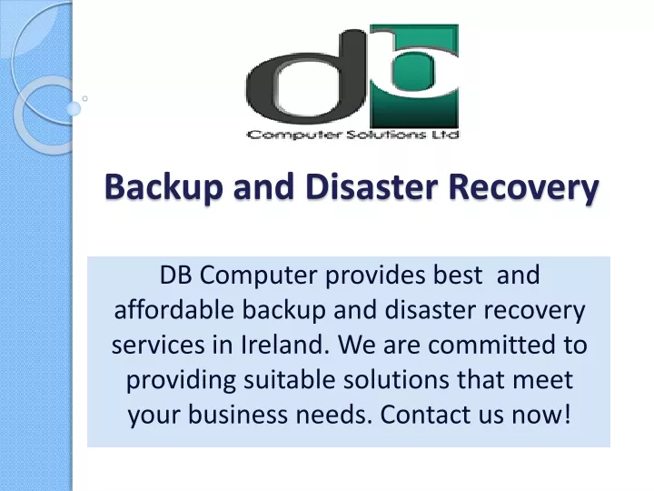 backup and disaster recovery