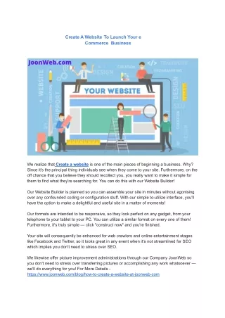create a website to launch your e commerce
