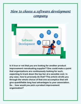 How to choose a software development company