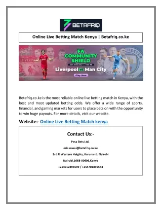 Online Live Betting Match Kenya | Betafriq.co.ke