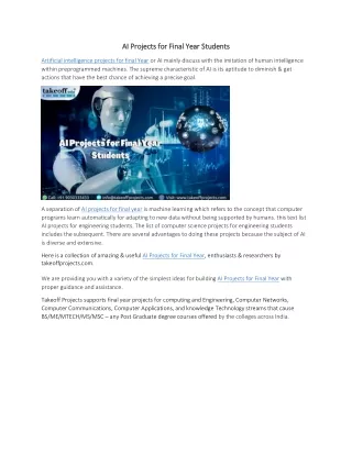 ai projects for final year ai projects for final