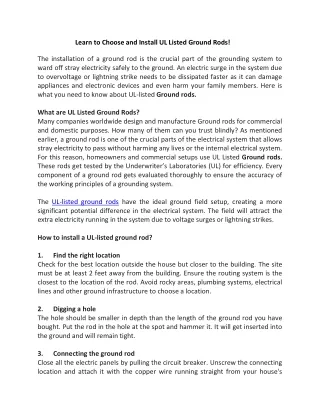 Learn to Choose and Install UL Listed Ground Rods!