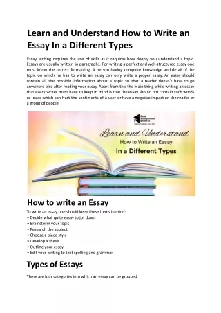 Learn and Understand How to Write an Essay In a Different Types.docx