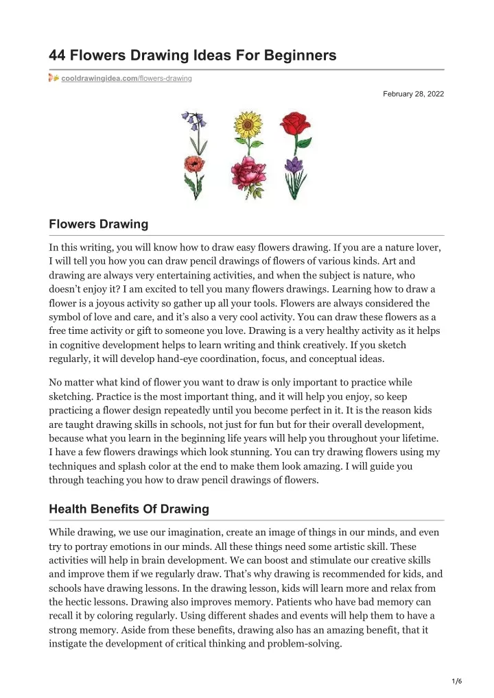 44 flowers drawing ideas for beginners