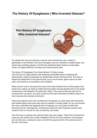 The History Of Eyeglasses | Who Invented Glasses?
