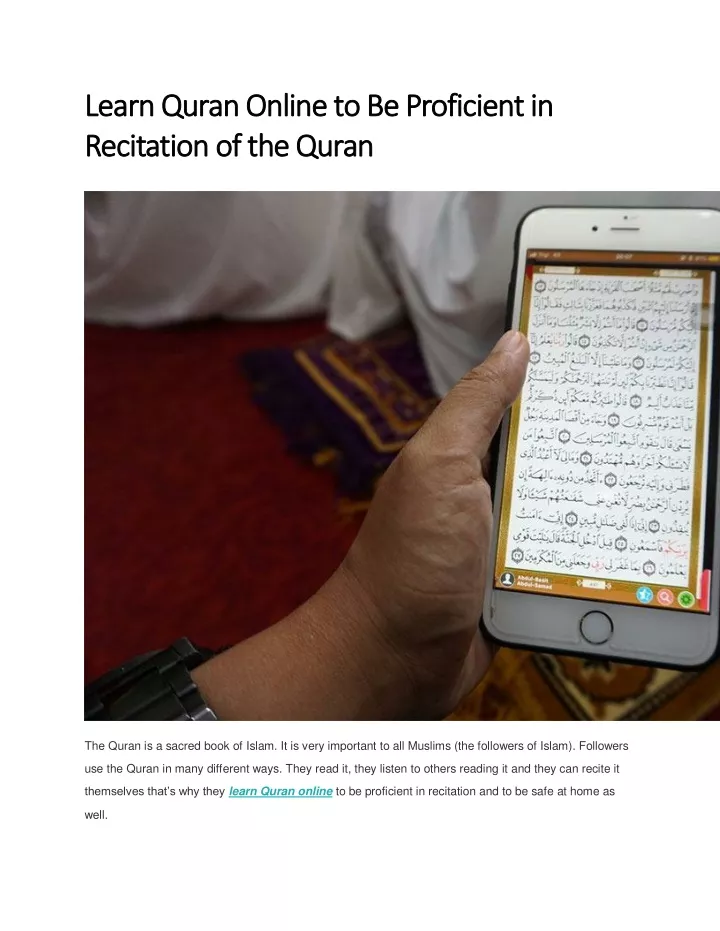 learn quran online to be proficient in learn