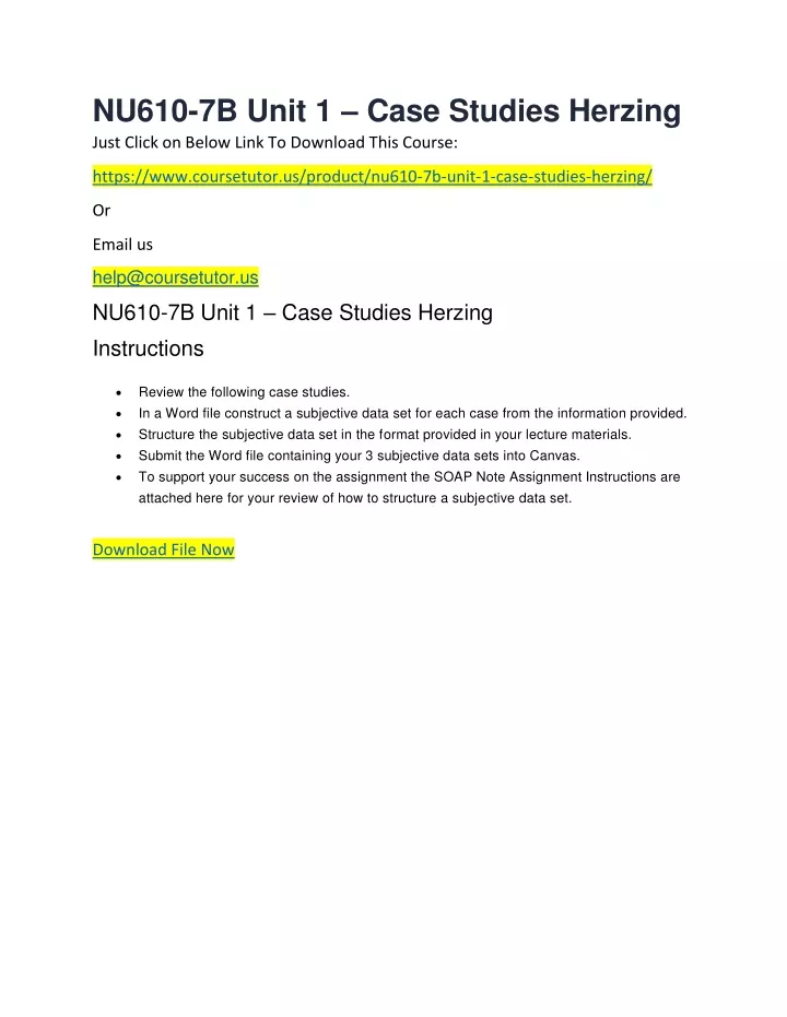 nu610 7b unit 1 case studies herzing just click