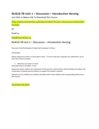 nu610 7b unit 1 discussion introduction herzing